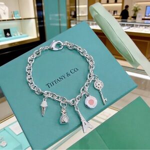 Tiffany & Co. Silver Charm Bracelet with Colorful Accents